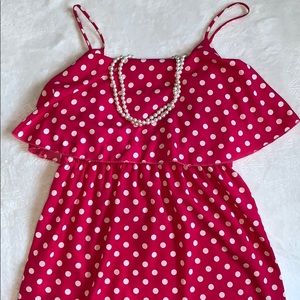Polka dot dress. Pink and white